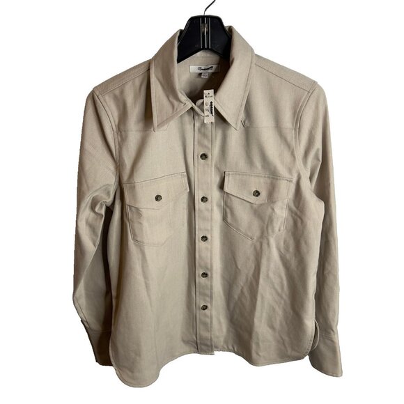 Madewell $85 Western Button-Up Shirt in Brushed Twill SIze 4 Pebble Stone NT315 - Picture 8 of 9